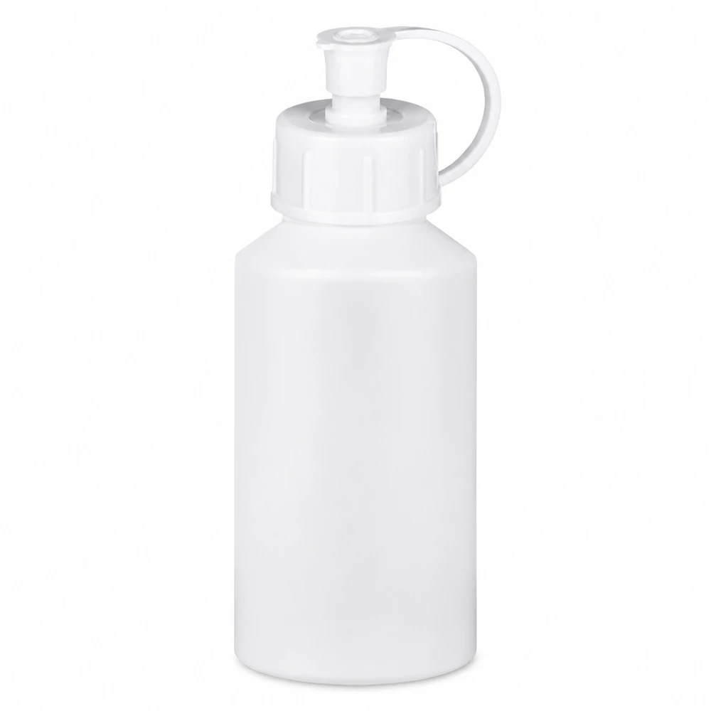 Bílá lékárenská lahvička z HDPE o objemu 50 ml s rozprašovacím uzávěrem pro přesné dávkování
