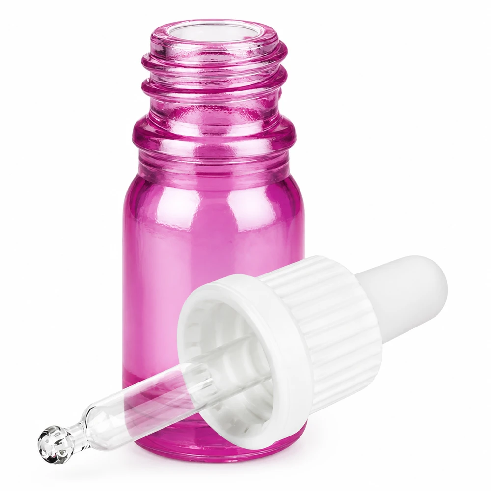 5ml pipetovací láhev bílá originalita šroubovací uzávěr PurpleLine UT18/5 Violette Glasflasche 5ml OV PurpleLine mit UV-Schutz und weißer Pipette für empfindliche Stoffe