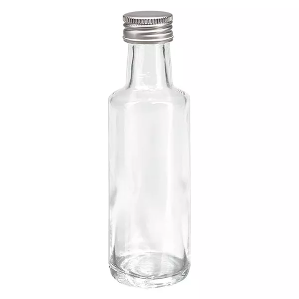 100ml šroubovací láhev kulatá křišťálově čirá se stříbrným uzávěrem 100ml šroubovací láhev kulatá křišťálově čirá se stříbrným uzávěrem