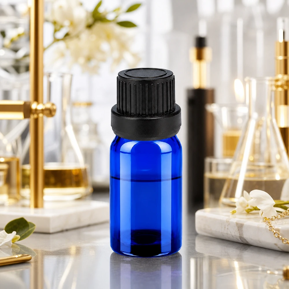 5ml lahvička s kapátkem 2mm černá s uzávěrem proti neoprávněné manipulaci BlueLine UT18/5 Vielseitige blaue 5ml Tropfflasche OV BlueLine UT18 für DIY Kosmetik und Naturheilkunde