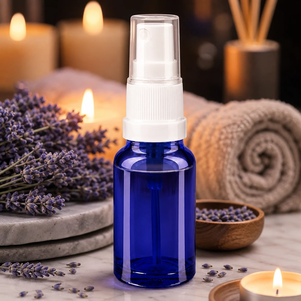 Premium Glassprühflasche 10ml kobaltblau mit weißem Pump für präzise Dosierung