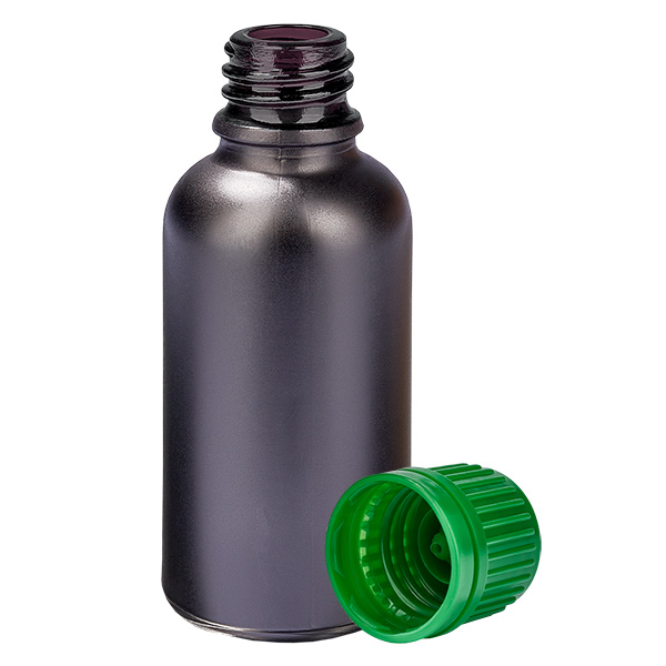 30ml láhev 11mm šroubovací uzávěr zelený uzávěr s ochranou proti manipulaci BlackLine UT18/30 30ml láhev 11mm šroubovací uzávěr zelený uzávěr s ochranou proti manipulaci BlackLine UT18/30