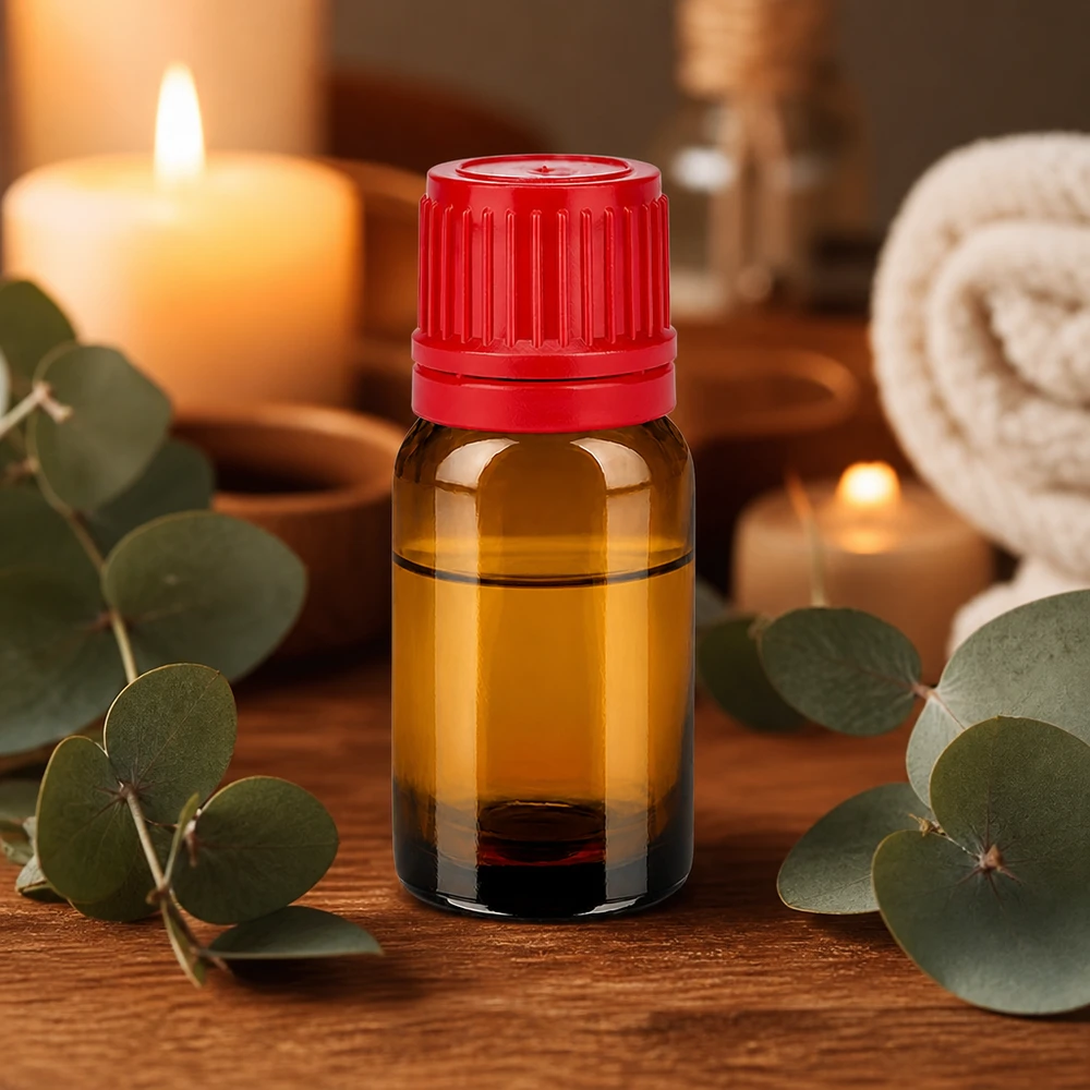 10ml lahvička 11mm šroubovací uzávěr červený tamper evidentní uzávěr BrownLine UT18/10 Handliche 10ml Flasche aus dunklem Glas mit rotem Verschluss für mobile Anwendung