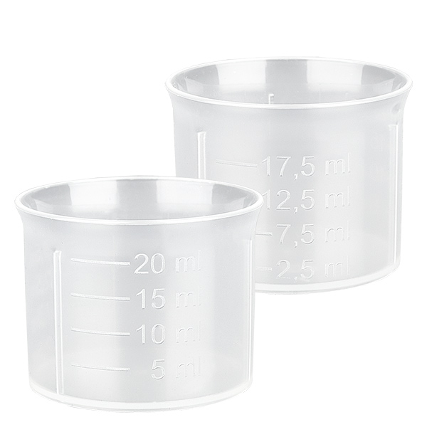 Průhledný dávkovací kelímek 20ml se stupnicí ApoGlas Průhledný dávkovací kelímek 20ml se stupnicí ApoGlas
