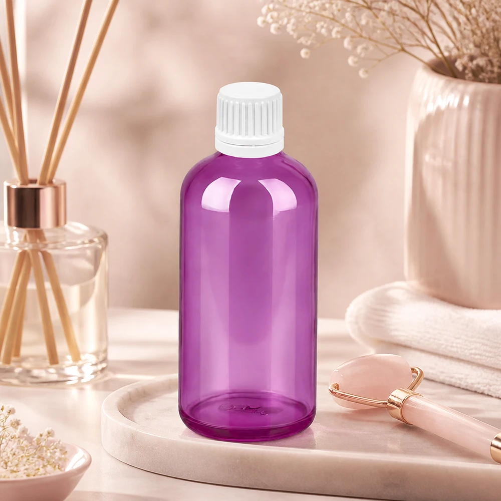 100ml lahvička s kapátkem 0,7mm bílé sklo Originality šroubovací uzávěr PurpleLine UT18/100 Premium 100ml PurpleLine Tropfflasche mit UT18/100 Standard für pharmazeutische Anwendungen