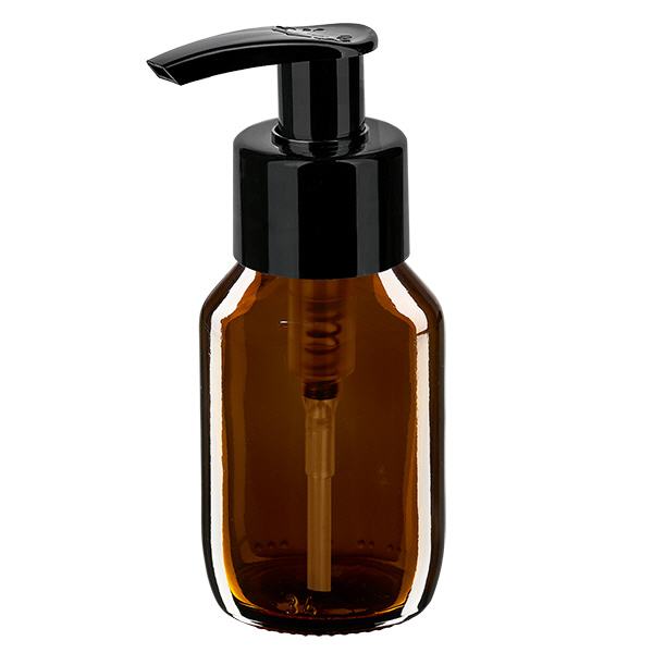 50ml lahvi&#269;ka na l&#233;ky hn&#283;d&#225;, s d&#225;vkovac&#237; pumpi&#269;kou &#269;ern&#225; ApoGla