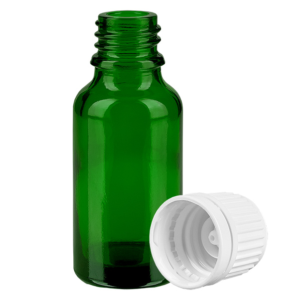 20ml lahvička 11mm šroubovací uzávěr bílý tamper-evident uzávěr GreenLine UT18/20 20ml lahvička 11mm šroubovací uzávěr bílý tamper-evident uzávěr GreenLine UT18/20