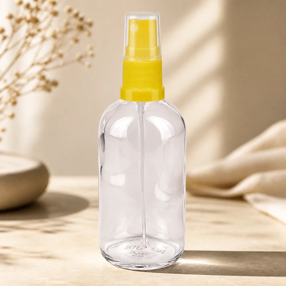 100ml láhev s rozprašovačem žlutá/průhledná standardní uzávěr ClearLine UT18/100 Befüllbare 100ml Flasche mit Sprühkopf gelb transparent für Reise und Alltag