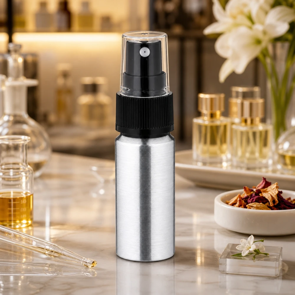 Vielseitige 20ml Aluminiumflasche mit Sprühkopf für Parfum Öle und Beauty-Produkte