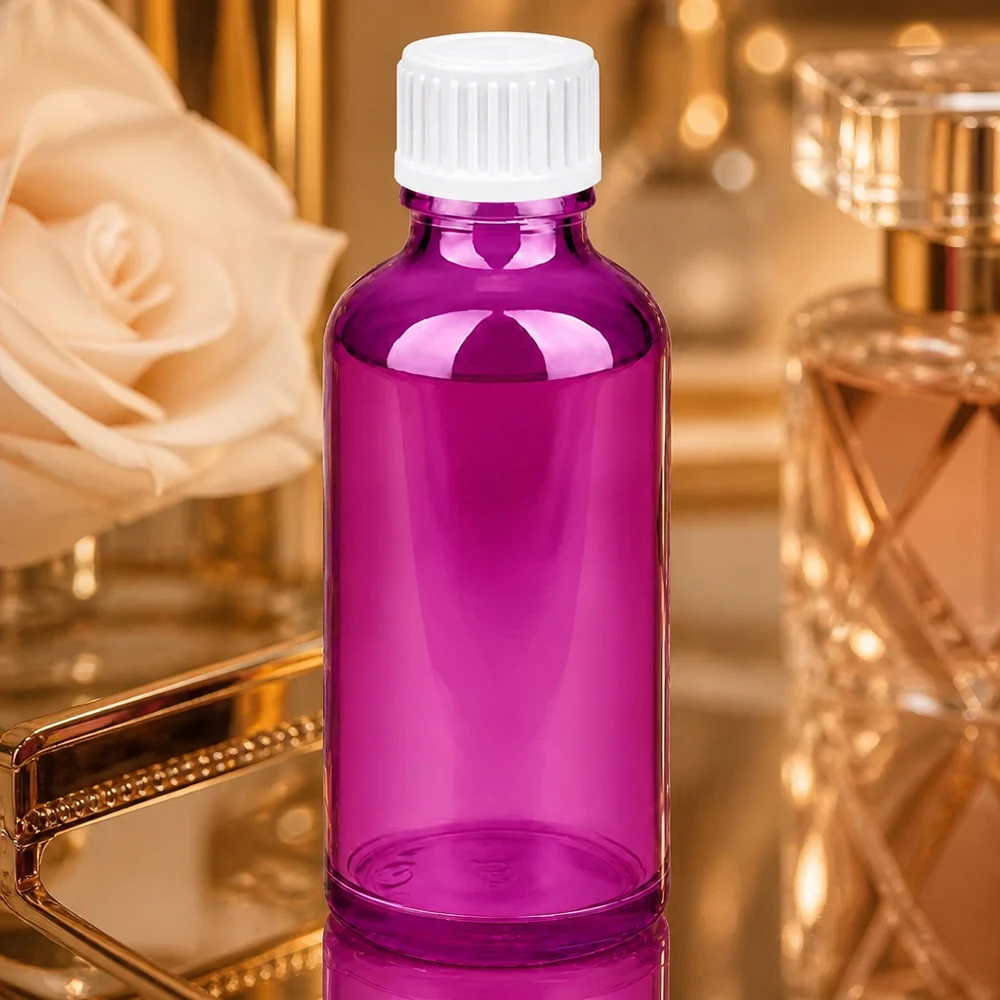 Robuste 50ml Glasflasche in Purple mit sicherem Verschlusssystem für medizinische Präparate