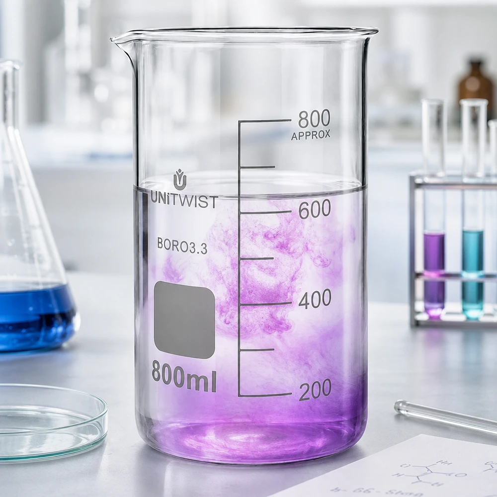 UNITWIST BORO 3.3 Becherglas 800ml hohe zylindrische Form für chemische Experimente