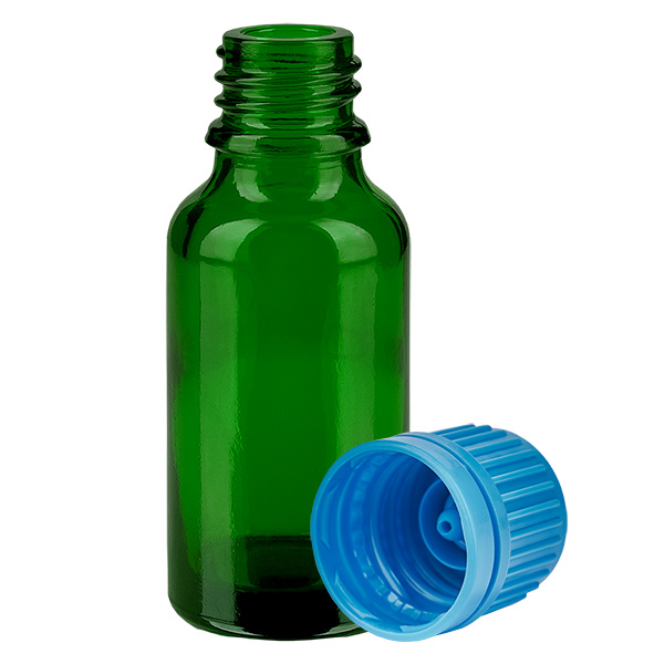 20ml lahvička 11mm šroubovací uzávěr modrý tamper-evidentní uzávěr GreenLine UT18/20 20ml lahvička 11mm šroubovací uzávěr modrý tamper-evidentní uzávěr GreenLine UT18/20