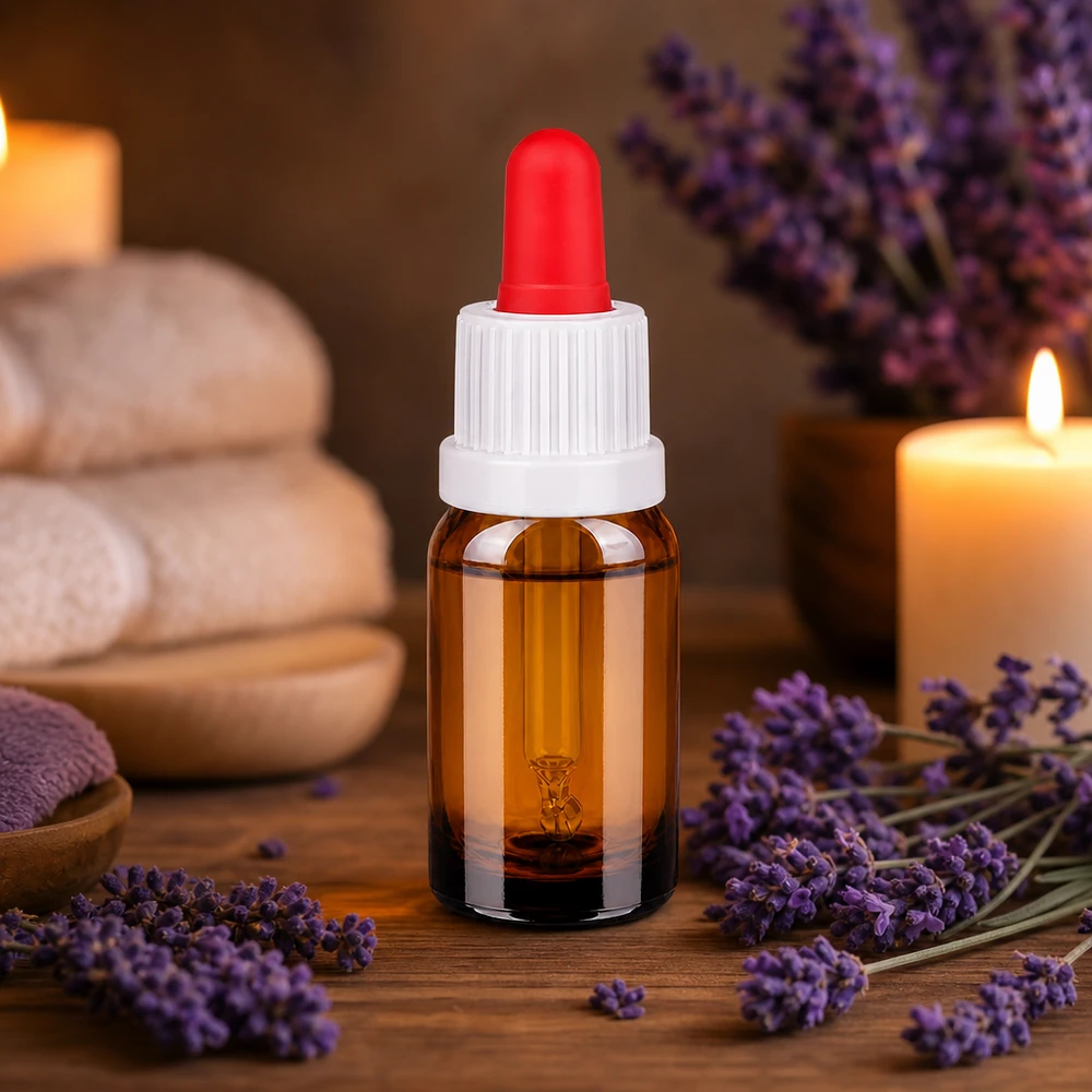 10ml pipetovací láhev bílá/červený uzávěr s ochranou proti manipulaci BrownLine UT18/10 Medizinische 10ml Glasflasche mit präzisem Tropfensystem für therapeutische Öle und Essenzen