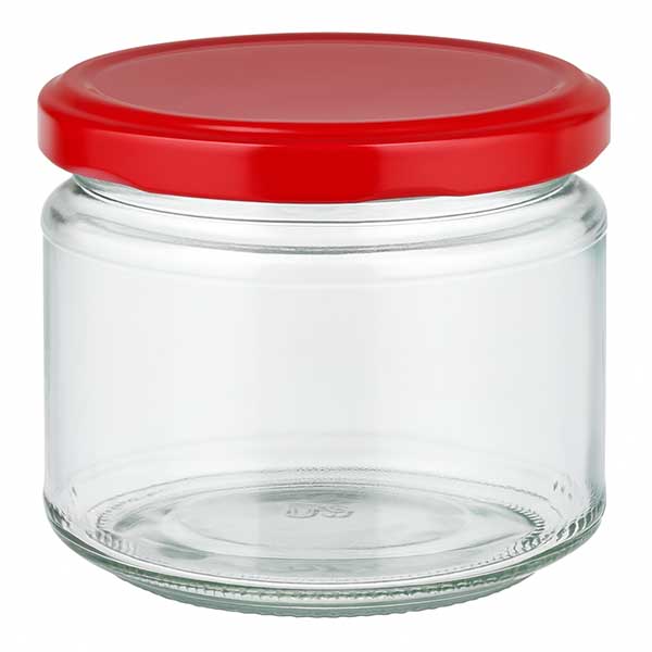330ml kulatá sklenice + víčko BasicSeal červené UNiTWIST
