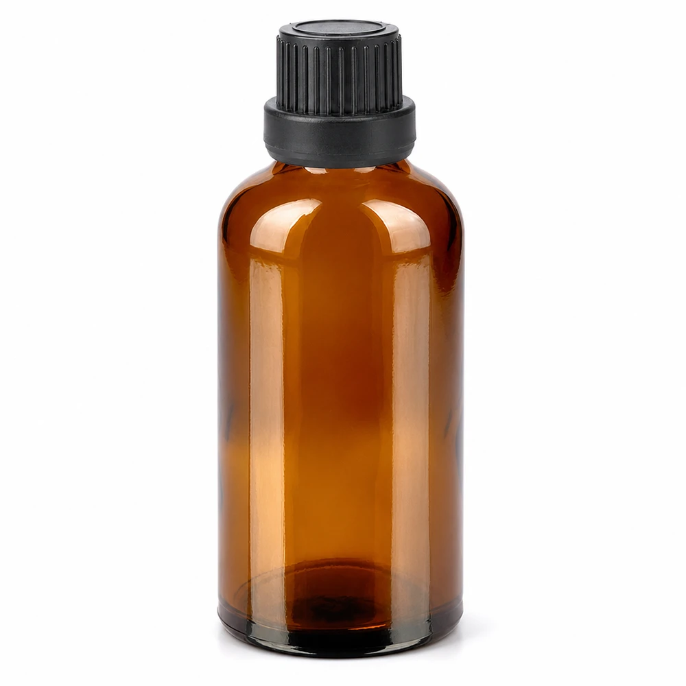 50ml láhev 11mm šroubovací uzávěr černý tamper evident uzávěrII BrownLine UT18/50 Kompakte Braunglasflasche 50ml ideal für Tinkturen Seren und konzentrierte Wirkstoffe
