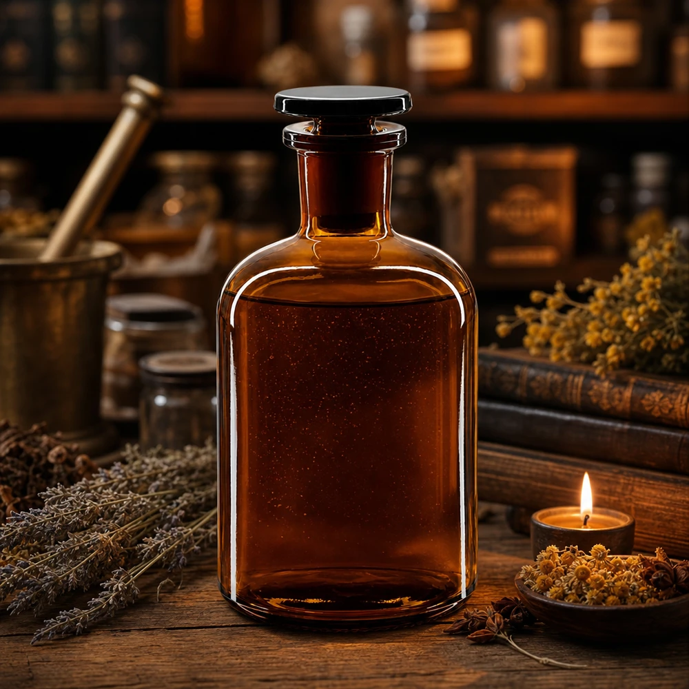 Láhev s kulatým ramenem 250ml hnědá úzké hrdlo skleněná zátka Enghals Vorratsflasche 250ml braun mit Glasstopfen für Tinkturen und ätherische Öle