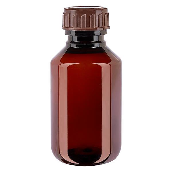 PET láhev 100 ml s hnědým uzávěrem standard PET láhev 100 ml s hnědým uzávěrem standard