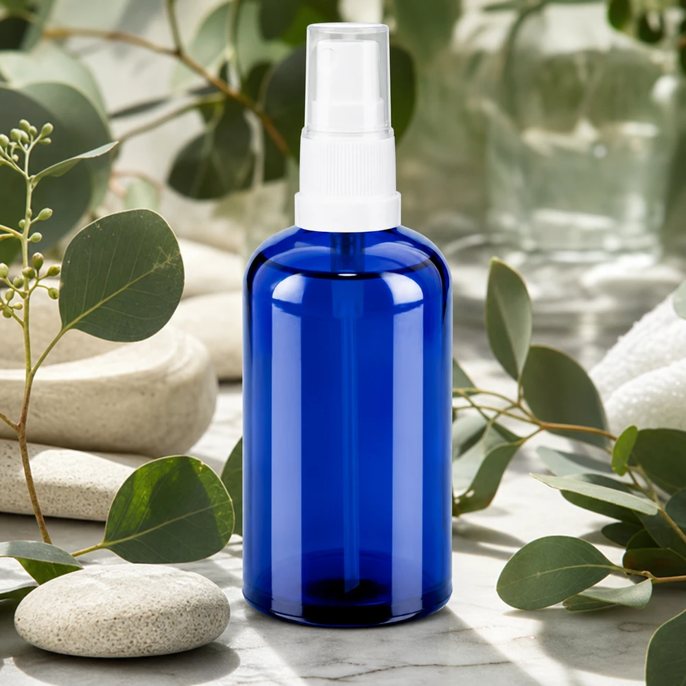 100ml lahvička s rozprašovačem bílá/transparentní standardní uzávěr BlueLine UT18/100 Professionelle Sprühflasche 100ml mit ergonomischem Design für Beauty und Wellness Anwendungen