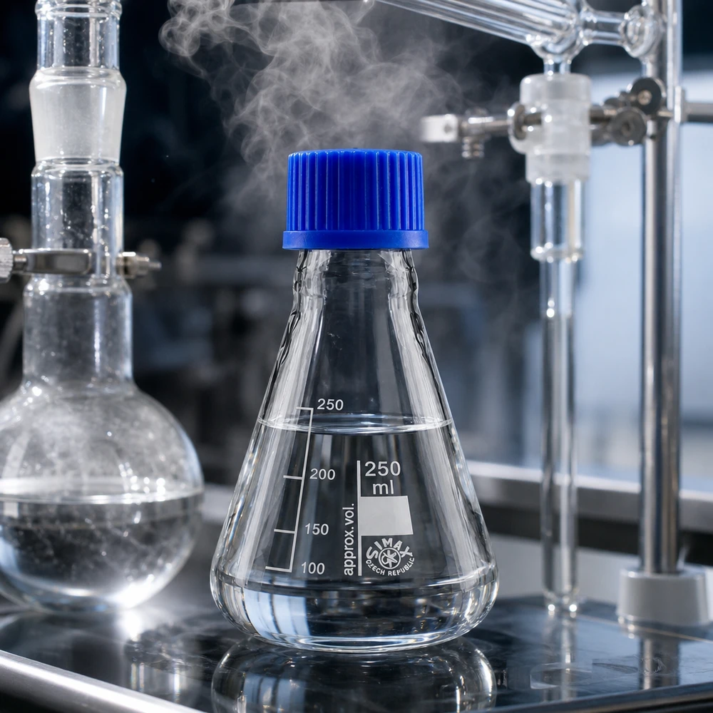 Erlenmeyerova baňka 250ml se šroubovacím uzávěrem Laborkolben 250ml mit engem Hals zur Minimierung von Verdunstung und Kontamination