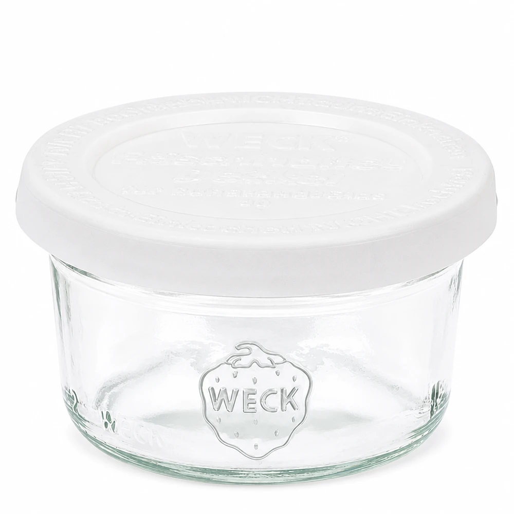 50ml WECK Sturzglas RR60 mit weißem Frischedeckel aus Glas für Einmachen und Aufbewahrung