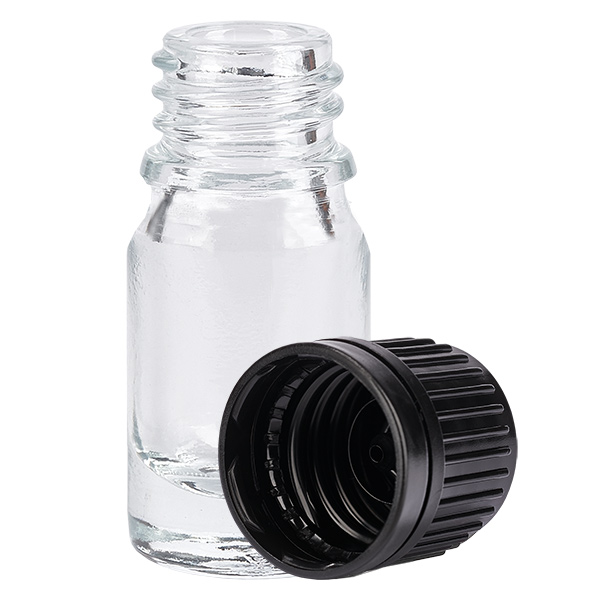 5ml lahvička 11mm šroubovací uzávěr černý tamper-evidentní uzávěr ClearLine UT18/5 5ml lahvička 11mm šroubovací uzávěr černý tamper-evidentní uzávěr ClearLine UT18/5