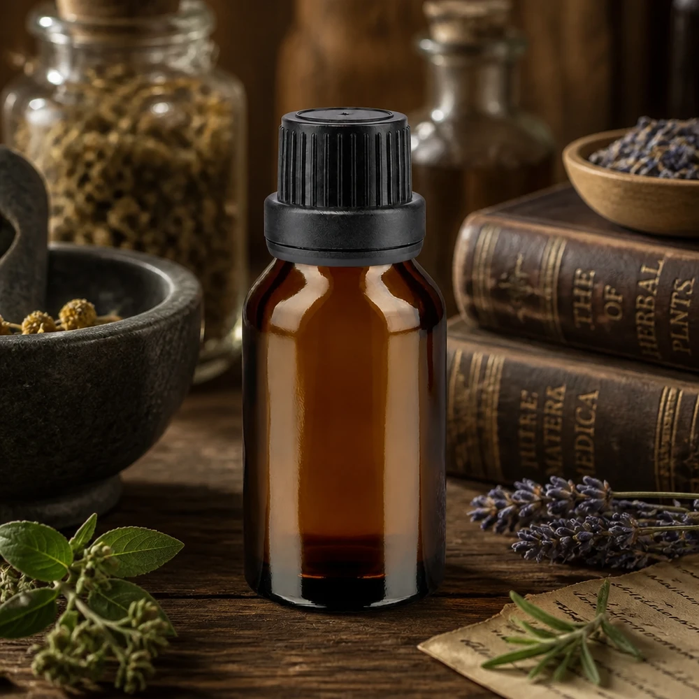 Kompakte 30ml Apothekerflasche aus braunem Glas mit Tropfverschluss für Naturheilkunde