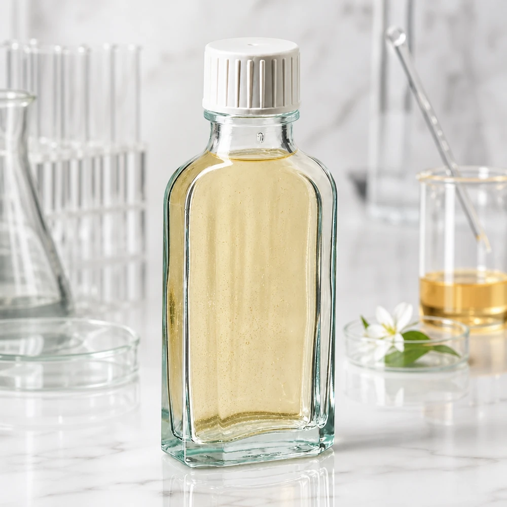50 ml šroubovací uzávěr Meplat čirý s nalévacím kroužkem. Kompakte Glasflasche flach 50 ml Meplat klar mit weißem Verschluss und Gießring