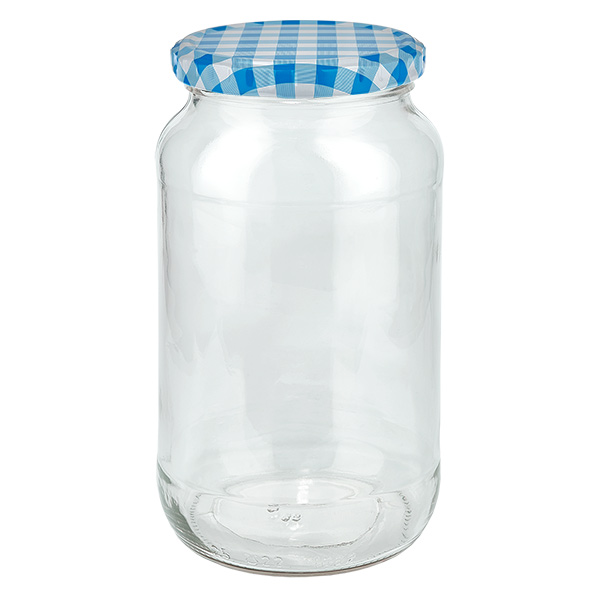 1062ml kulat&#225; sklenice + v&#237;&#269;ko BasicSeal modr&#233;/b&#237;l&#233; UNiTWIST