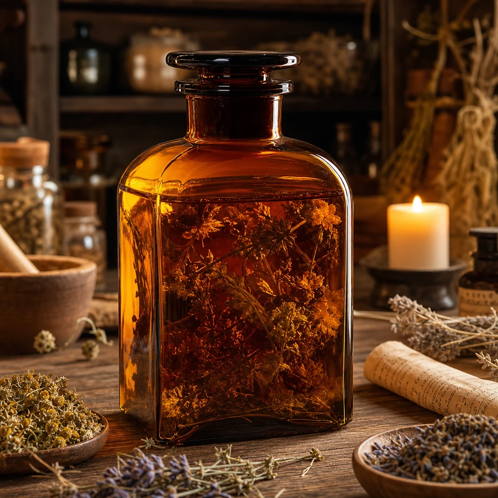 Hranatá láhev 500ml hnědá se širokým hrdlem skleněná zátka Braunglas Vorratsflasche 500ml quadratisch mit Glasstopfen für Naturprodukte