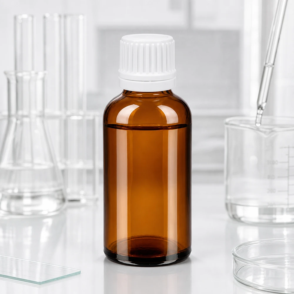 50ml lahvička s kapátkem 0,7 mm bílá s uzávěrem s ochranou proti manipulaci BrownLine UT18/50 Robuste BrownLine Tropfflasche 50ml mit kindersicherem weißem Verschluss für den täglichen Gebrauch
