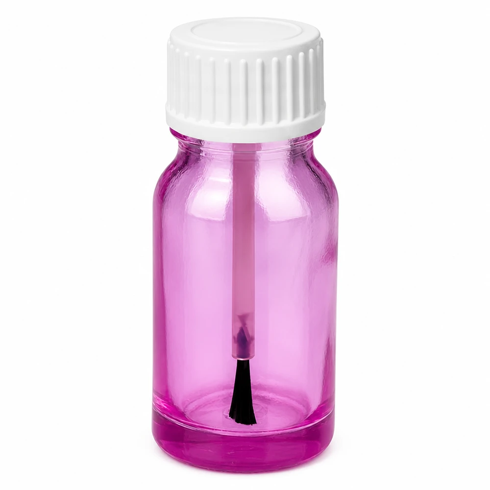 10ml lahvička se štětečkem PurpleLine UT18/10 bílé standardní sklo Lilafarbene Glasflasche 10ml mit Pinselapplikator für Nagellack oder Kosmetik
