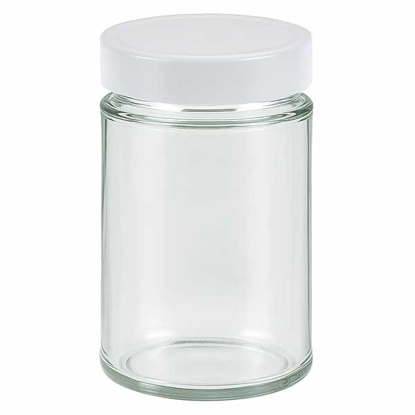 202ml kulatá sklenice + víčko BasicSeal bílé hluboké UNiTWIST