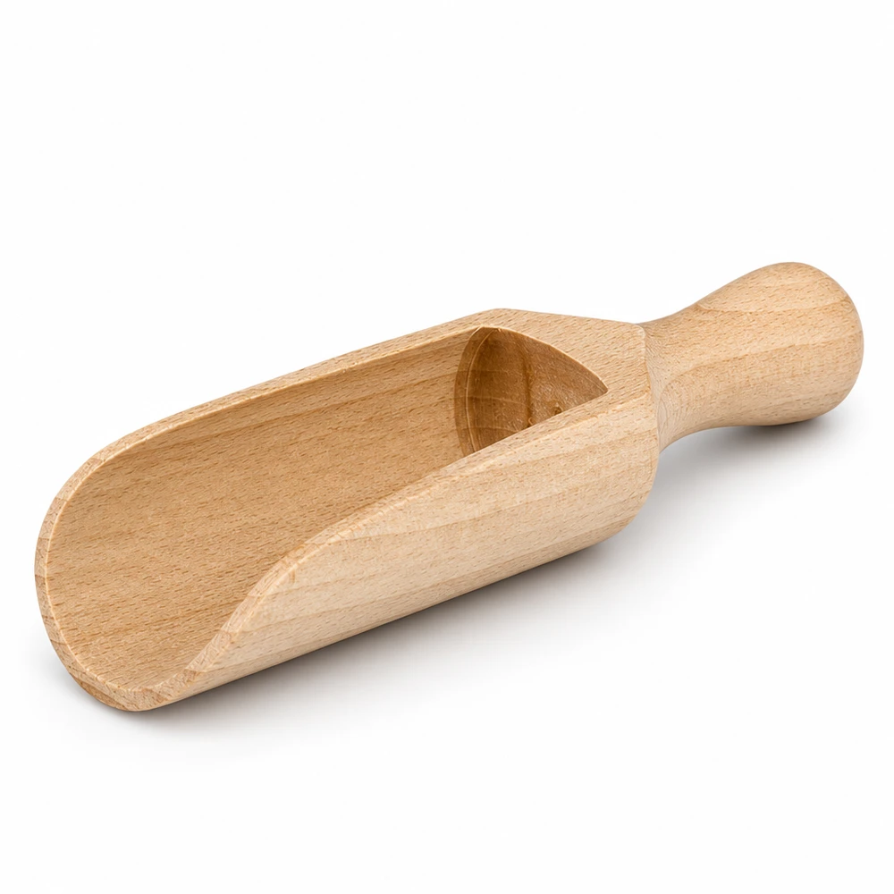 Holzschaufel M 14cm Einzelansicht mit sichtbarer Holzmaserung und ergonomischem Griff für optimalen Halt