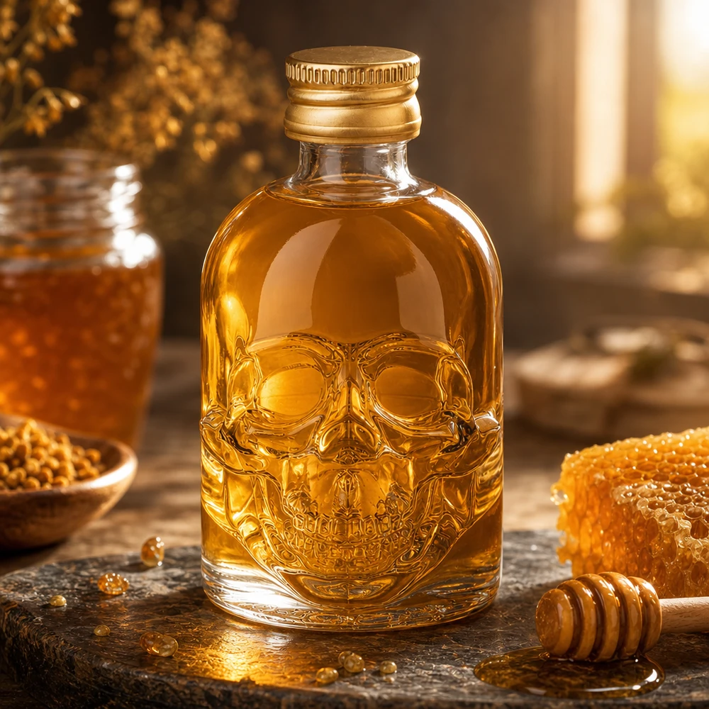 Kompakte 50ml Glasflasche Hector für Whiskey-Tastings mit UNiTWIST Goldverschluss