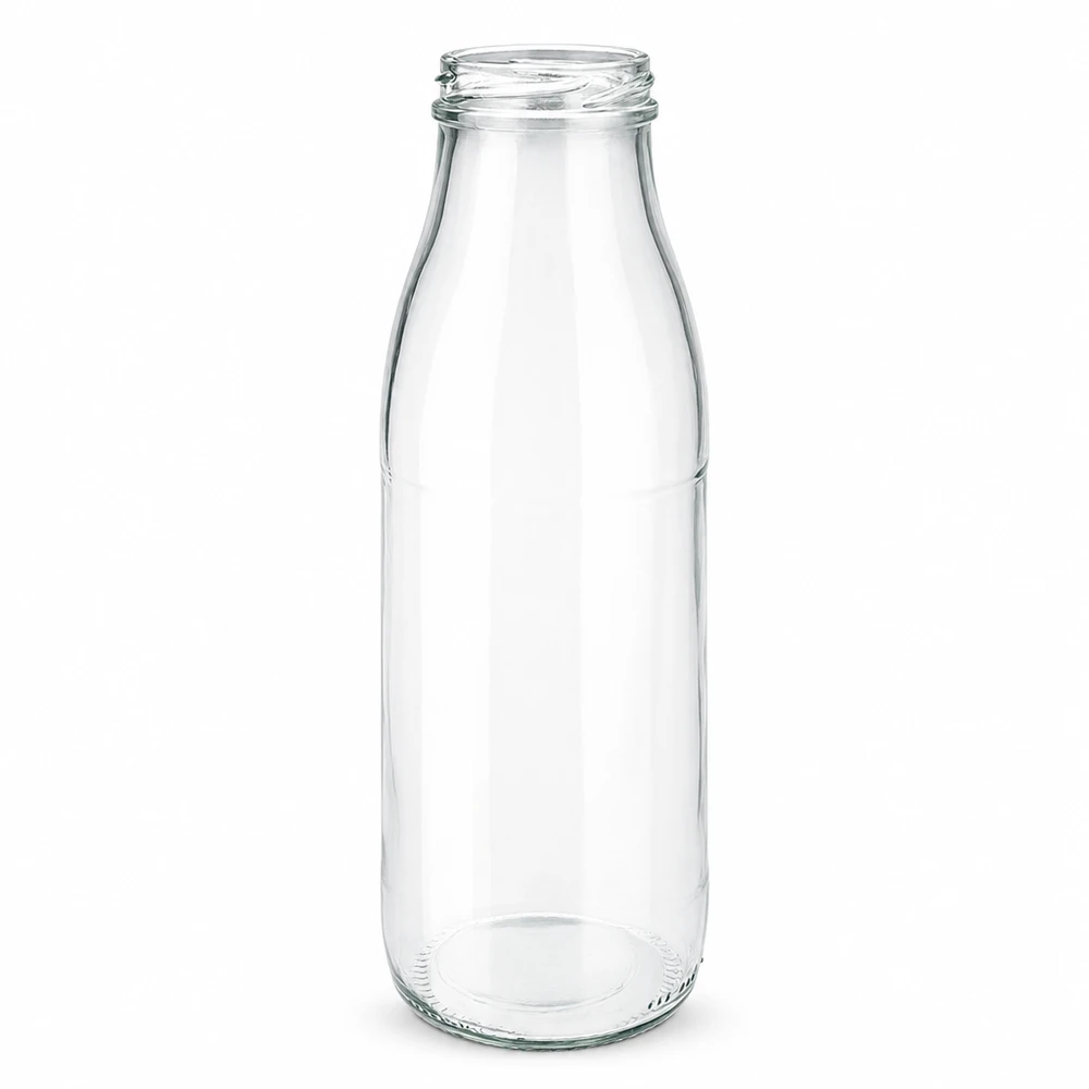 Skleněná láhev o objemu 500 ml bez víčka (TO48) UNiTWIST 500ml Glasflasche ohne Deckel transparent TO48 UNiTWIST für Milch Saft und Getränke aus hochwertigem Glas