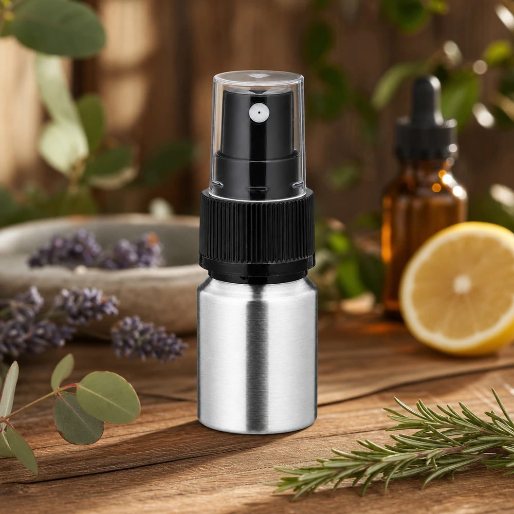 Praktische 10ml Sprayflasche aus geschliffenem Aluminium - perfekt für DIY-Parfüm und Aromatherapie