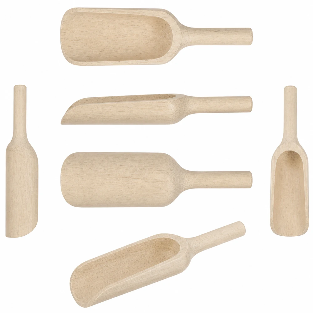 Dřevěná lopatka velikost L plochý tvar - délka 180 mm. Holzschaufeln Set verschiedene Größen und Formen aus natürlichem Holz - Küchenhelfer für Gewürze Mehl und Backen