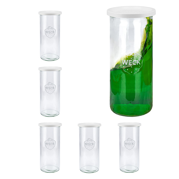 Sada 6 sklenic Weck 1500 ml tumblers s přilnavým víčkem. Sada 6 sklenic Weck 1500 ml tumblers s přilnavým víčkem.