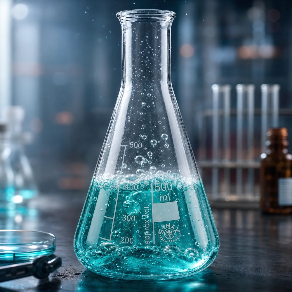 Professioneller Erlenmeyerkolben 500ml Enghals aus widerstandsfähigem Glas für Forschung