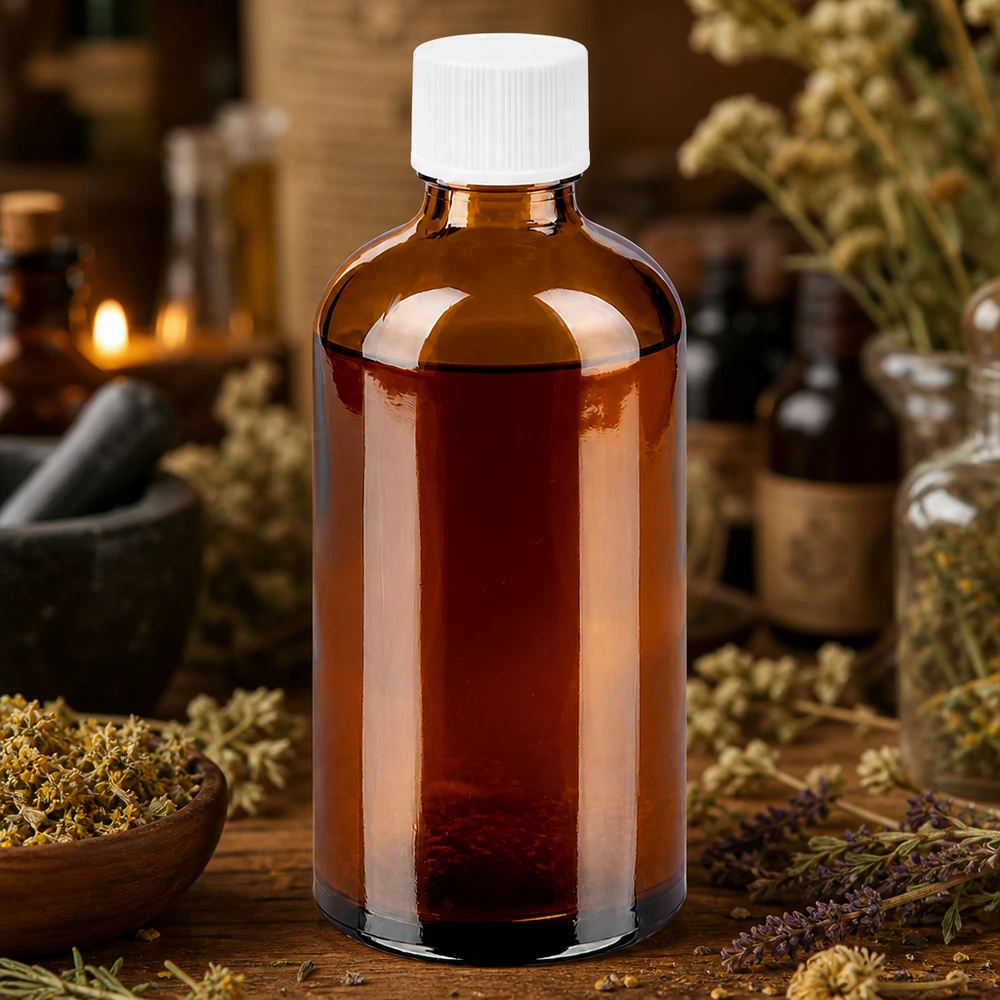 Robuste 100ml Medizinflasche aus getöntem Glas mit dichtem Verschluss für den täglichen Gebrauch