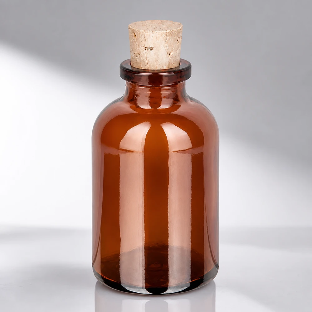 Jantarová skleněná láhev 30ml se zátkou 11/14mm Vintage Flakon 30ml Braunglas mit handelsüblichem Korken für Naturkosmetik