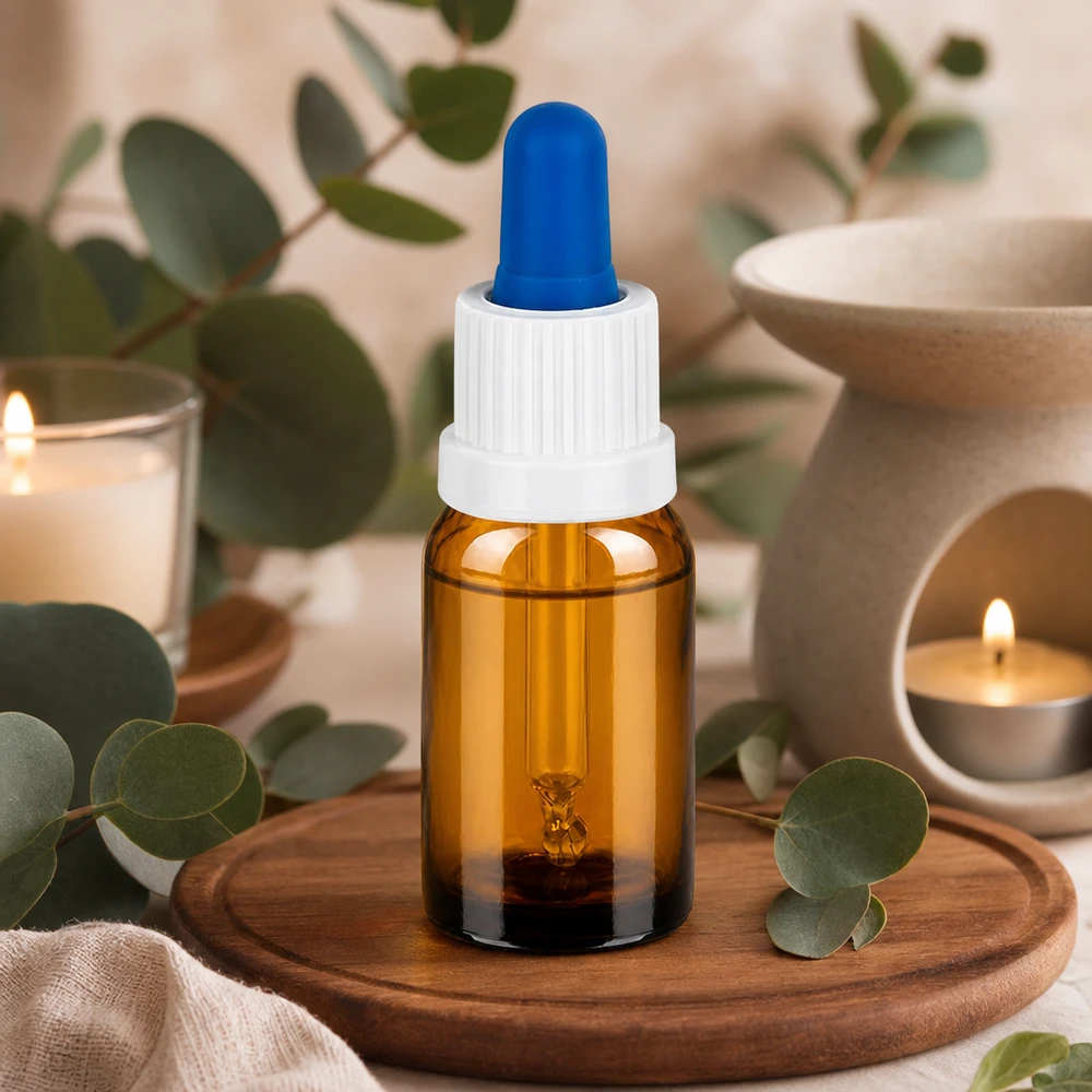 10ml pipetovací láhev bílá/modrý tamper evidentní uzávěr BrownLine UT18/10 10ml Apotheker-Pipettenflasche mit weißem Schraubverschluss für sichere Aufbewahrung