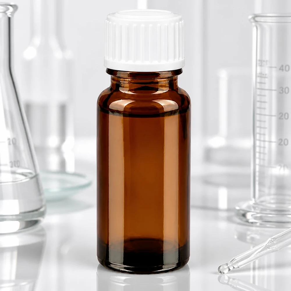 Lékárenská lahvička hnědá 10ml kapátko bílé 0,8mm standardní Pharmazeutische Tropfflasche 10ml Braunglas STD weiß für ätherische Öle