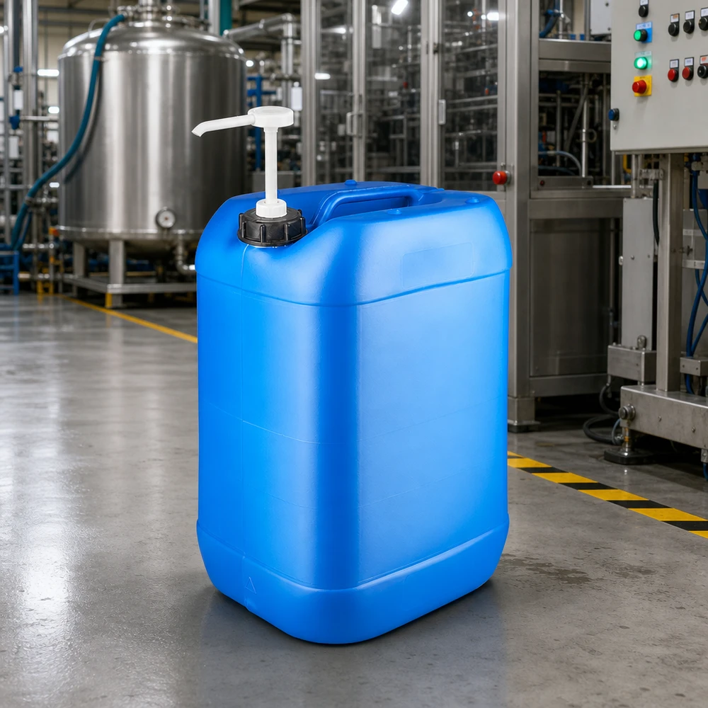 Kanystr 25 litrů modrý s dávkovacím čerpadlem Blauer 25 Liter Industriekanister mit Schraubpumpe zur dosierten Flüssigkeitsentnahme