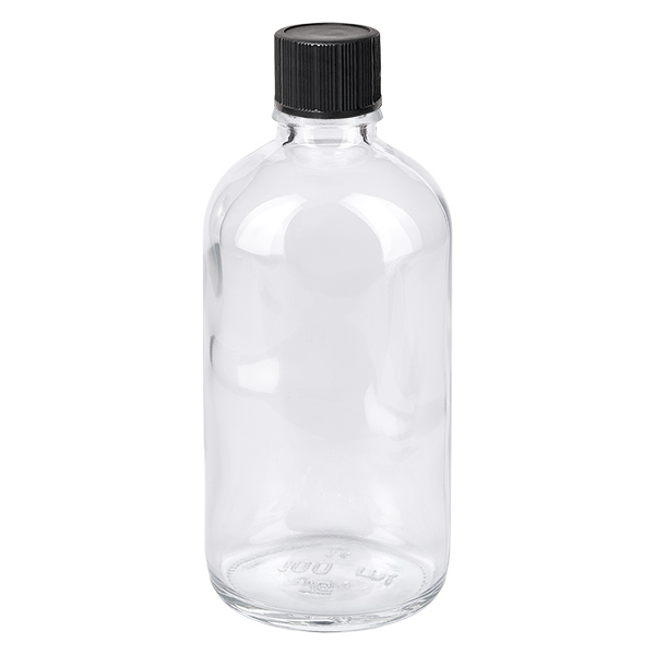 100ml kapátko lahvička 1mm černá standardní uzávěr ClearLine UT18/100 Klarglas Tropfflasche 100ml mit 1mm Tropföffnung und schwarzem Schraubdeckel UT18