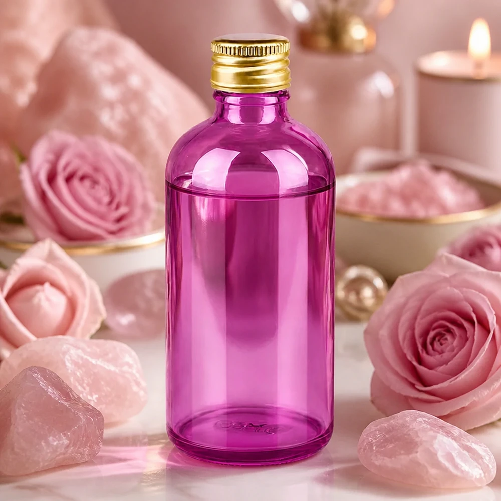 PurpleLine 100ml lahvička 11mm šroubovací uzávěr hliníkový zlatý standard. UT18/100 100ml Violettglas-Container mit luftdichtem Aluminiumverschluss für langanhaltende Frische