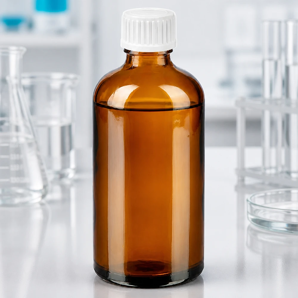100ml Braunglasflasche UT18 Gewinde mit weißem STD Verschluss für Laboranwendungen