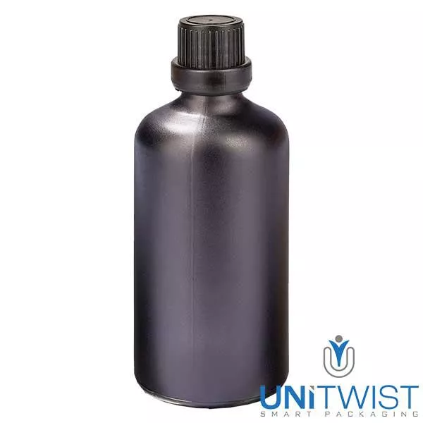 100ml lahvička s kapátkem 2mm tamper-evidentní uzávěr Černá UT18/100