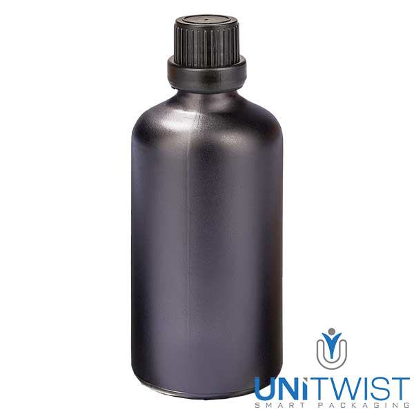 100ml lahvička s kapátkem 2mm tamper-evidentní uzávěr Černá UT18/100 100ml lahvička s kapátkem 2mm tamper-evidentní uzávěr Černá UT18/100