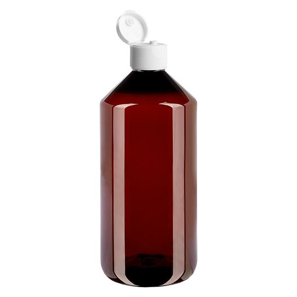 PET láhev 1000ml s bílým flip-top uzávěrem. PET láhev 1000ml s bílým flip-top uzávěrem.